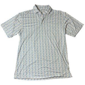 Onward Reserve Performance Pique Golf Polo Men’s Large Drinks Print Pink Blue